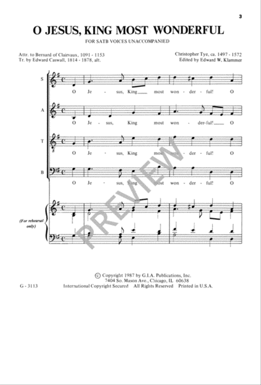 O Jesus, King Most Wonderful 4-Part scores gallery preview page 4