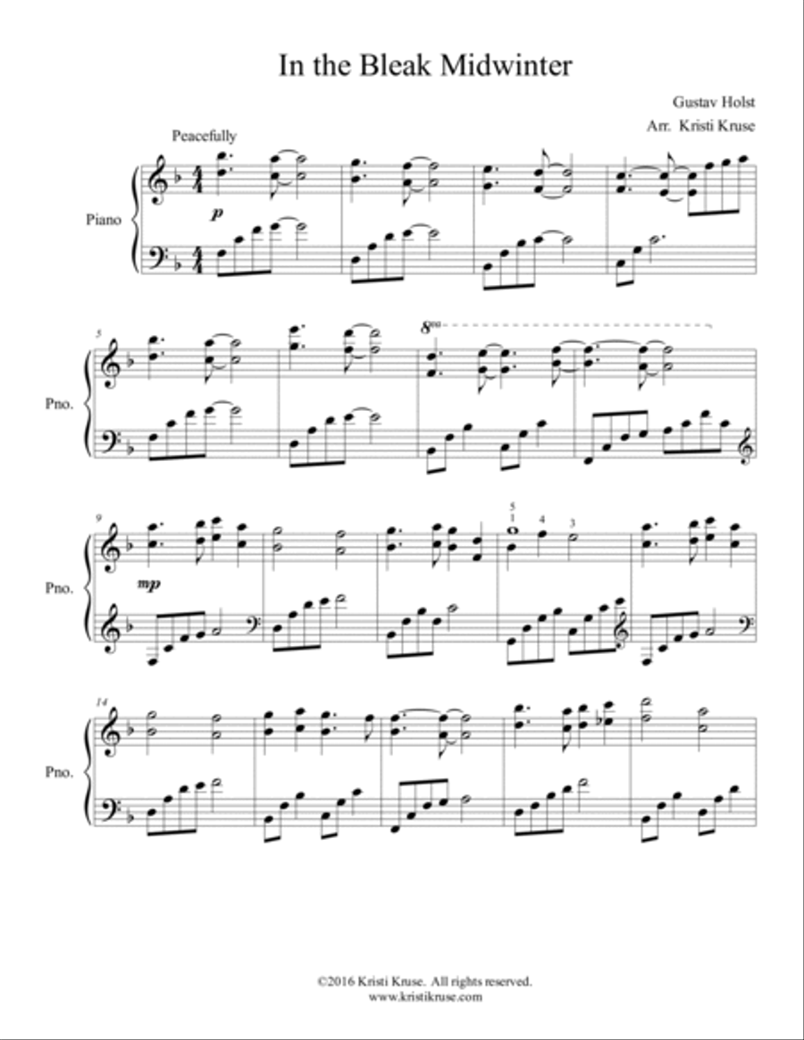 In the Bleak Midwinter Piano Solo Piano Solo scores gallery preview page 2