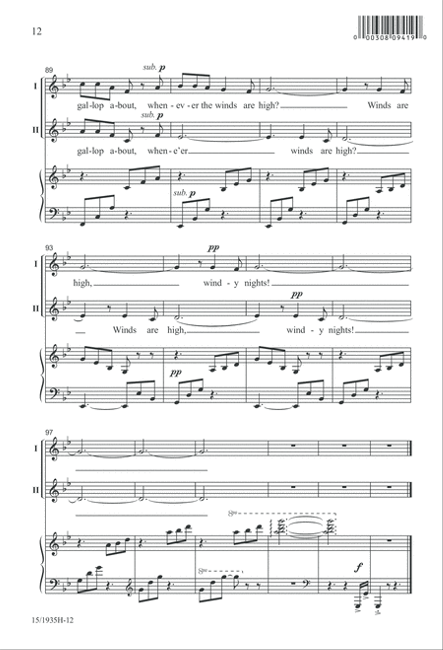 Windy Nights 3-Part scores gallery preview page 12