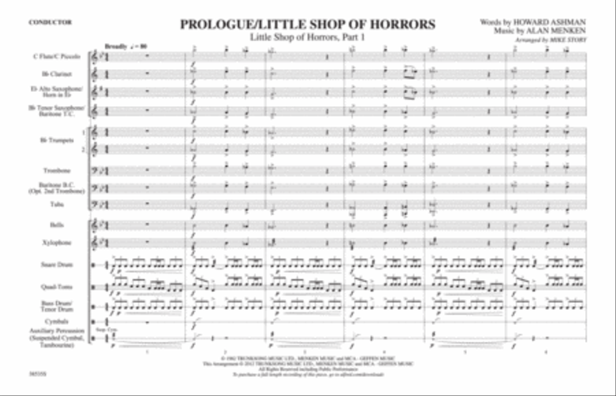 Prologue / Little Shop of Horrors: Score Marching Band scores gallery preview page 1