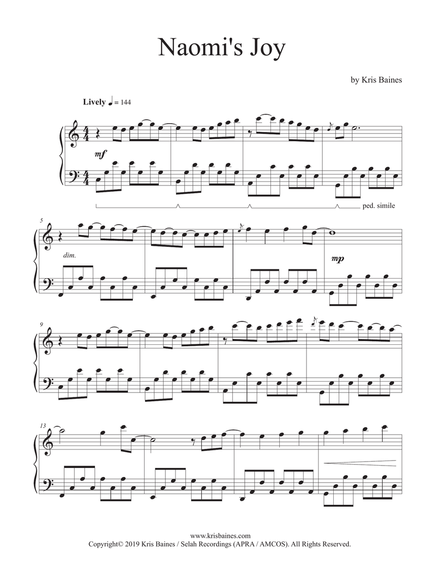 Naomi's Joy Piano Solo scores gallery preview page 1