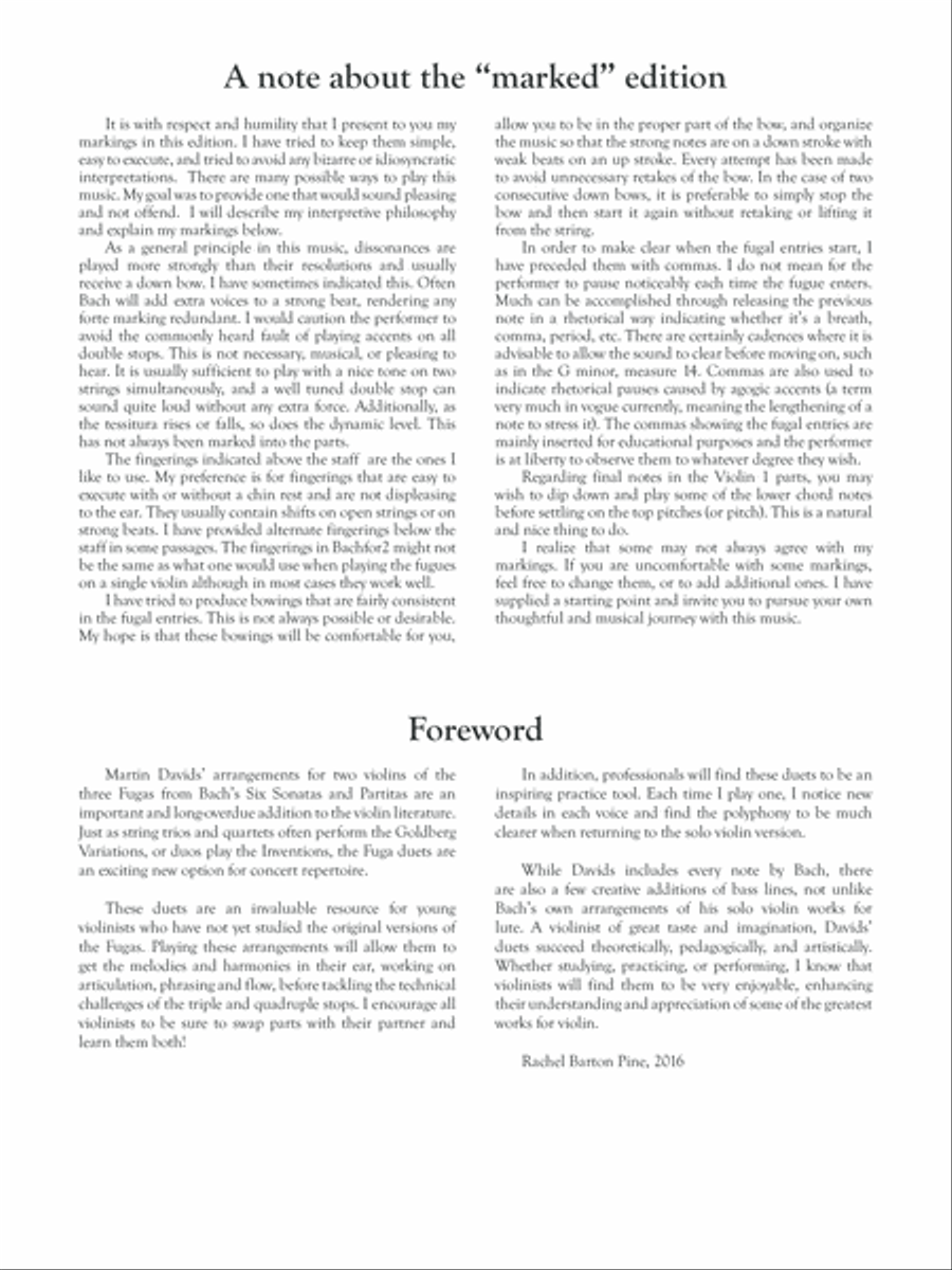 Bachfor2 Volume 1, Three Fugues, Violin 2, marked version String Duet scores gallery preview page 3