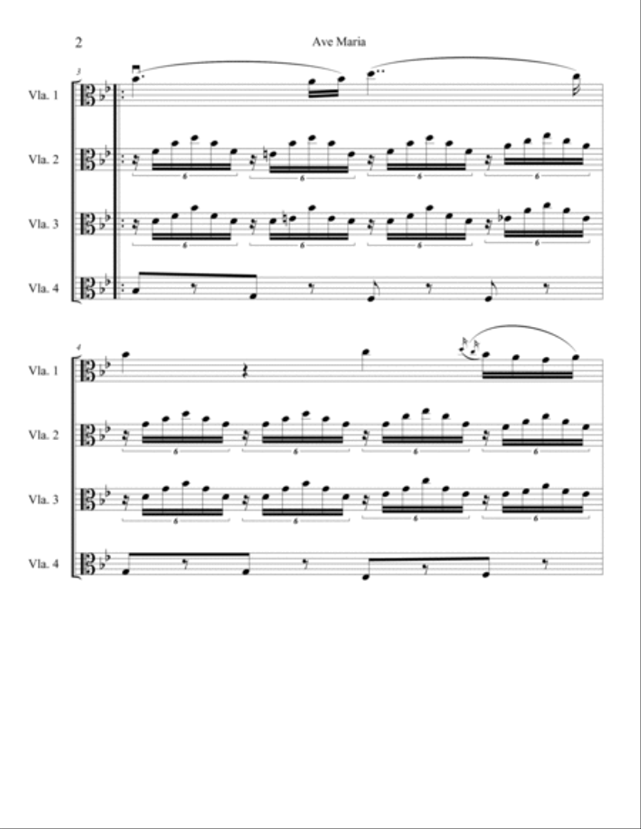 Ave Maria for Viola Quartet Viola scores gallery preview page 3