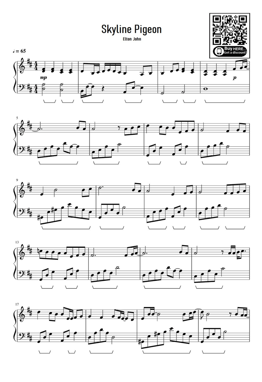 Skyline Pigeon Easy Piano scores gallery preview page 1
