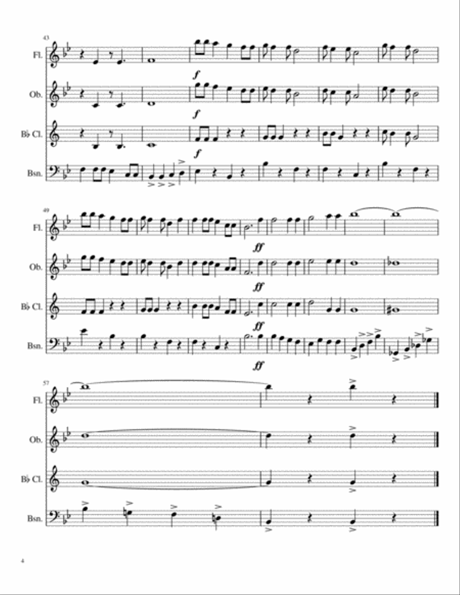 Buffalo Gals for Woodwind Quartet Woodwind Quartet scores gallery preview page 4