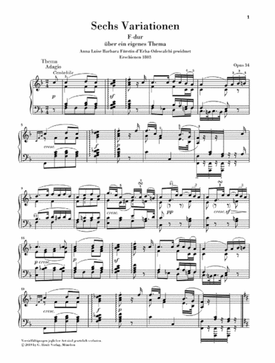 6 Variations in F Major, Op. 34