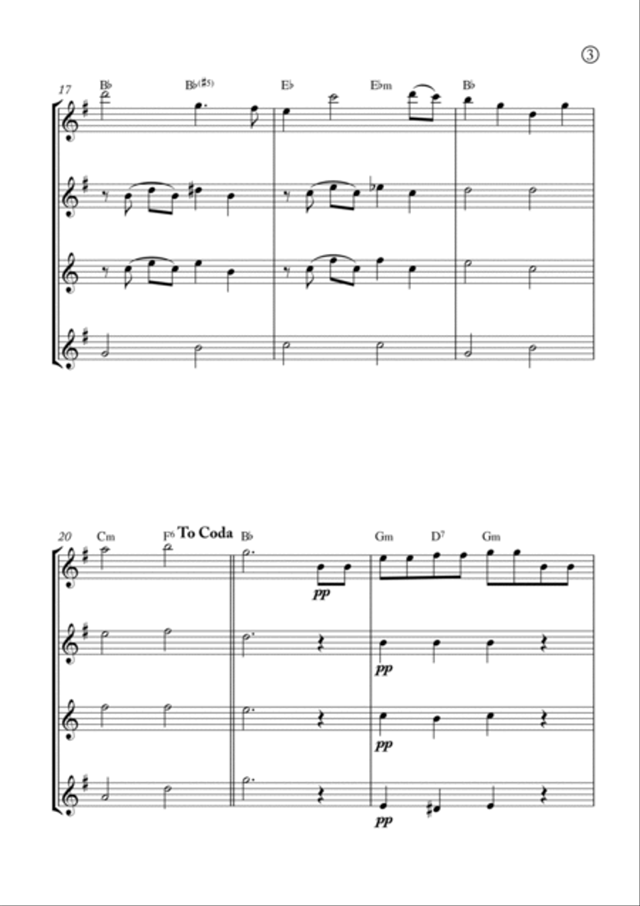 Hymne A L'amour Saxophone Quartet scores gallery preview page 3