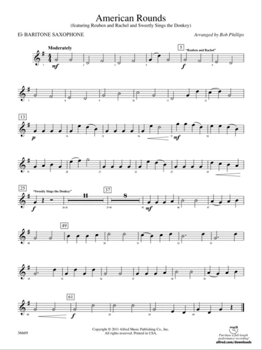 American Rounds: E-flat Baritone Saxophone Concert Band scores gallery preview page 1
