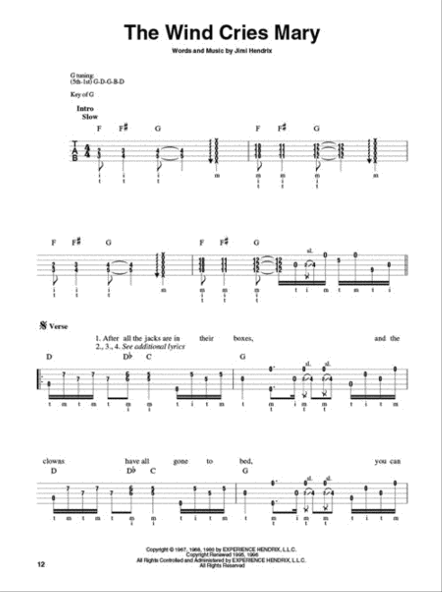 Jimi Hendrix - Smash Hits for Banjo Guitar Tablature scores gallery preview page 5