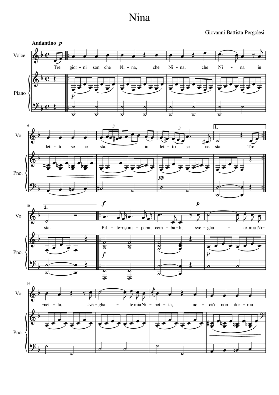 Nina - D Minor Voice Solo scores gallery preview page 2