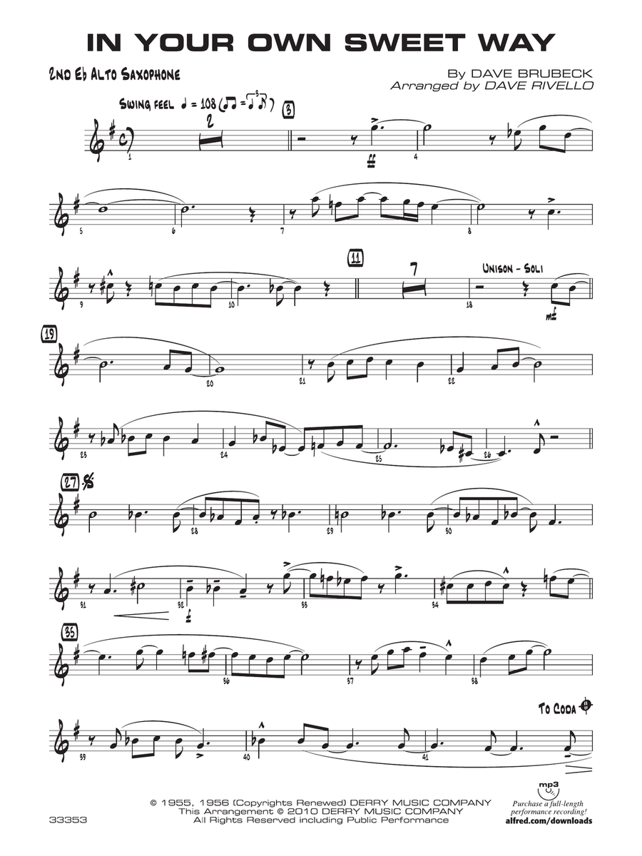 In Your Own Sweet Way: 2nd E-flat Alto Saxophone
