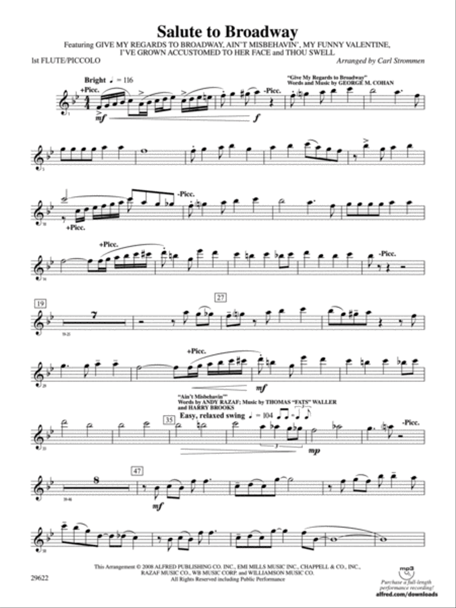 Salute to Broadway: Flute Concert Band scores gallery preview page 1