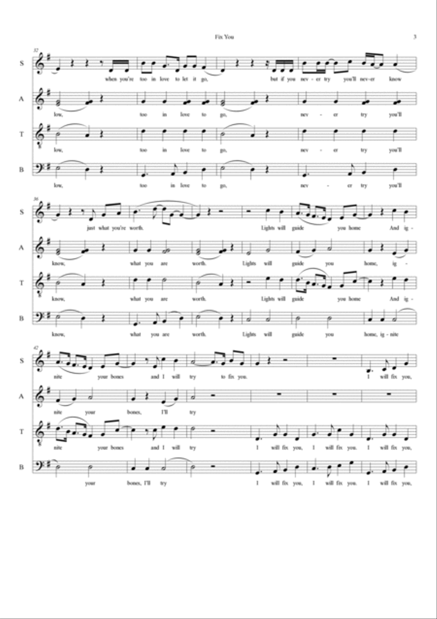Fix You 4-Part scores gallery preview page 3