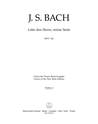 Book cover for Praise thou the Lord, o my spirit, BWV 143