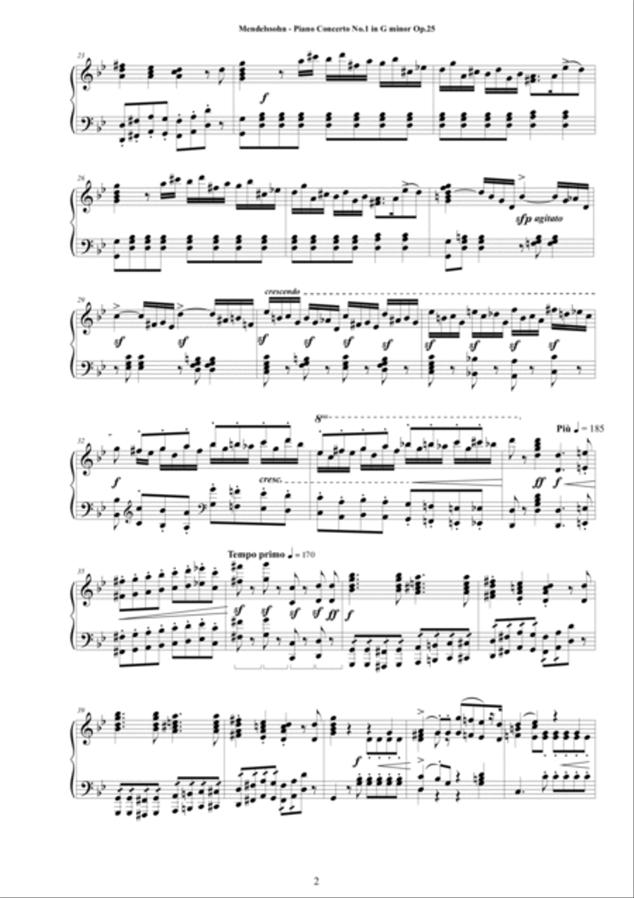 Mendelssohn - Piano Concerto No.1 in G minor Op.25 - Complete Piano Version Piano Solo scores gallery preview page 2