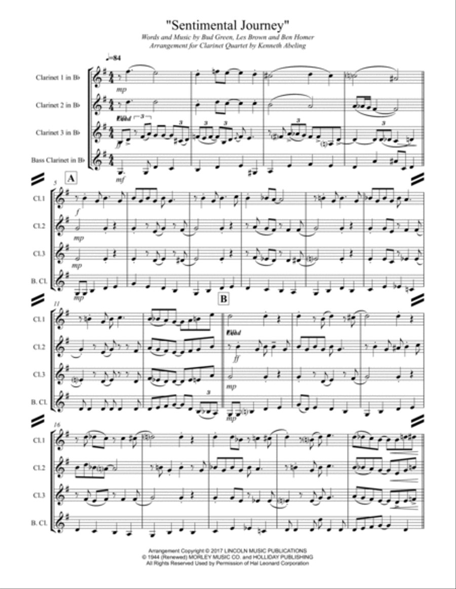 Sentimental Journey Woodwind Ensemble scores gallery preview page 2
