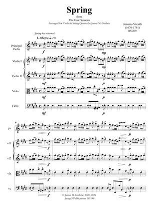 Vivaldi: Spring from the Four Seasons for Violin & String Quartet