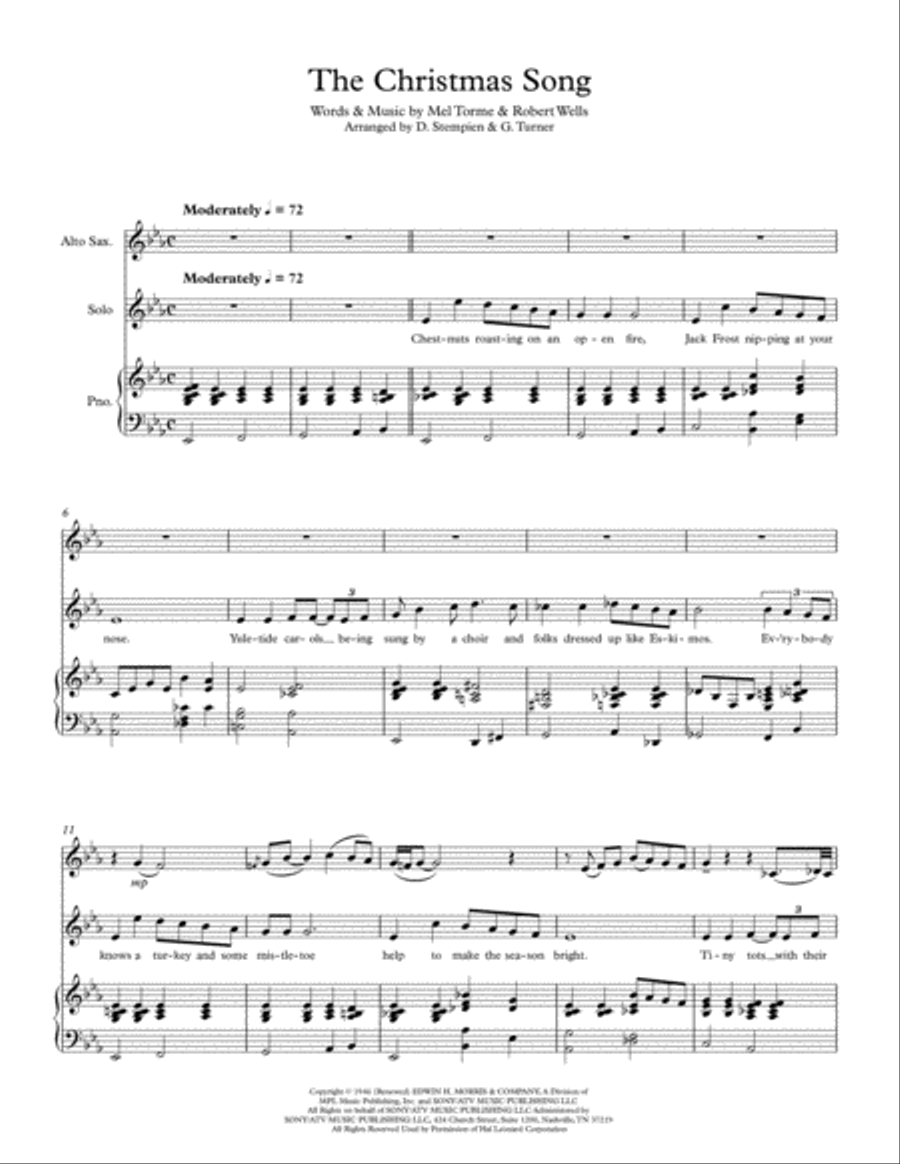 The Christmas Song (Chestnuts Roasting On An Open Fire) Alto Saxophone scores gallery preview page 1