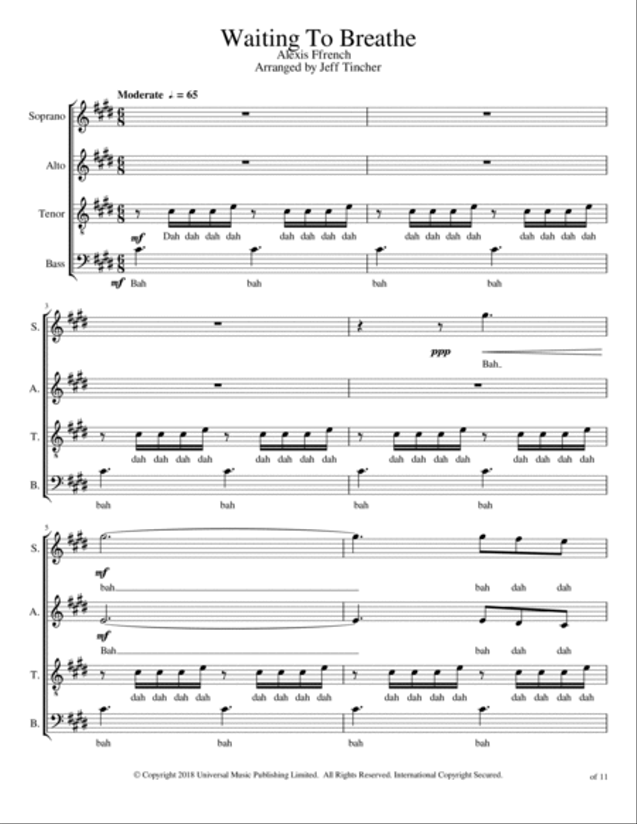 Waiting To Breathe Waiting To Breathe 4-Part scores gallery preview page 2