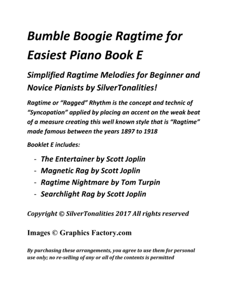 Bumble Boogie Ragtime for Easiest Piano Booklet E