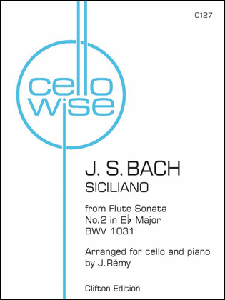 Siciliano from Flute Sonata No. 2. Cello & Piano