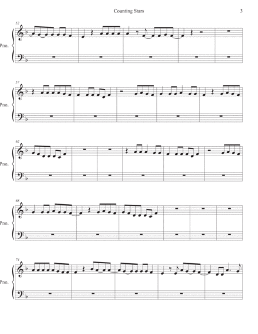 Counting Stars Easy Piano scores gallery preview page 3