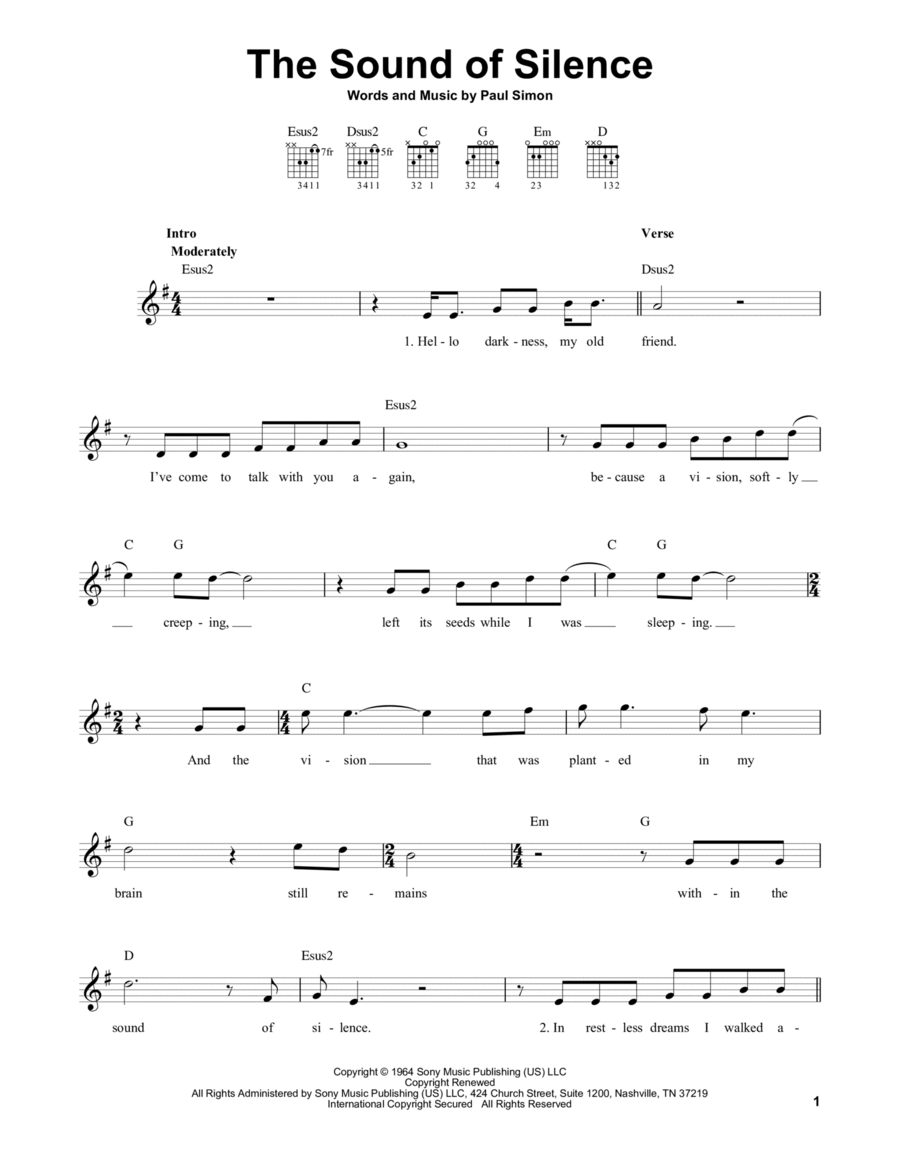 The Sound Of Silence Acoustic Guitar scores gallery preview page 1