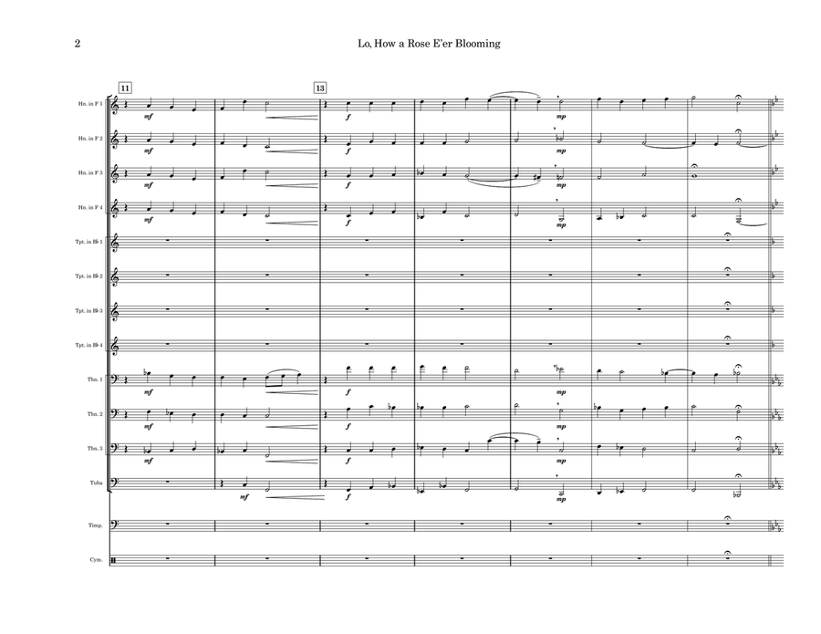 Lo, How a Rose E'er Blooming Brass Ensemble scores gallery preview page 2