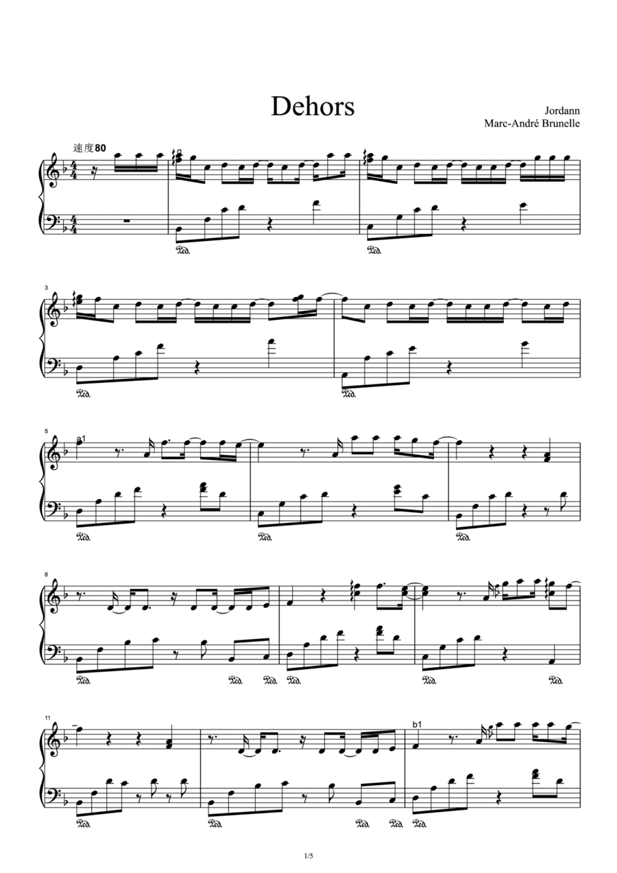 Dehors Piano Solo scores gallery preview page 1