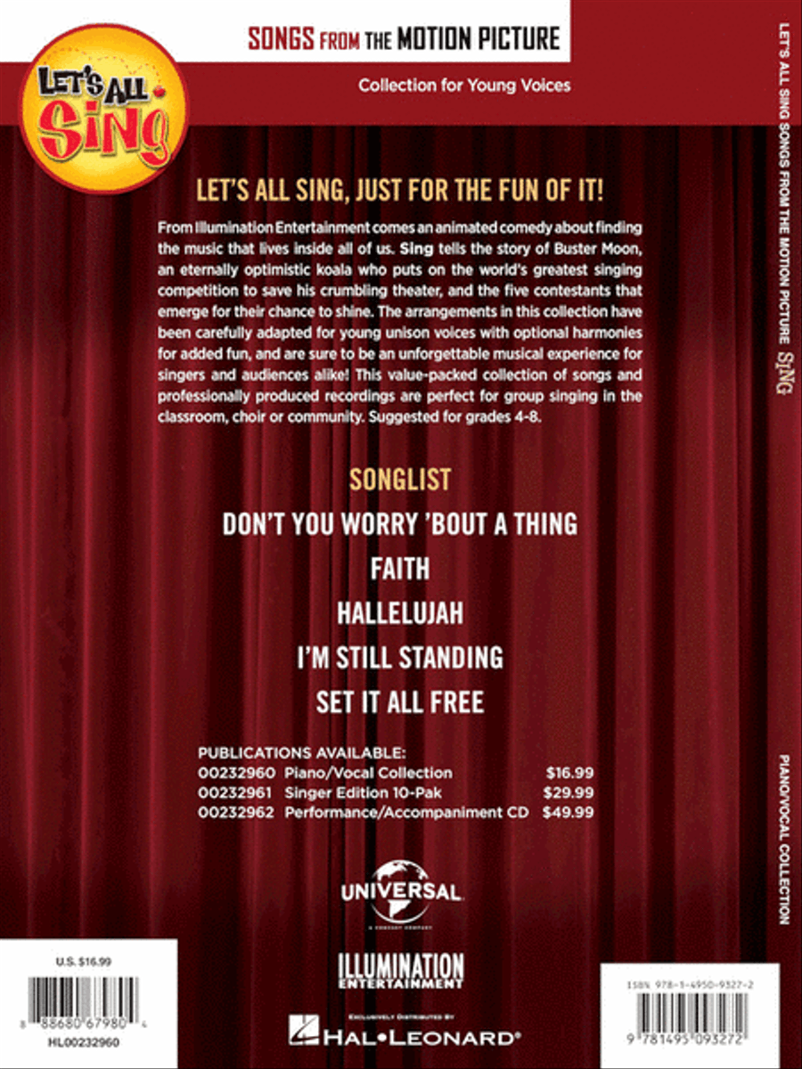 Let's All Sing Songs from the Motion Picture SING Choir scores gallery preview page 8