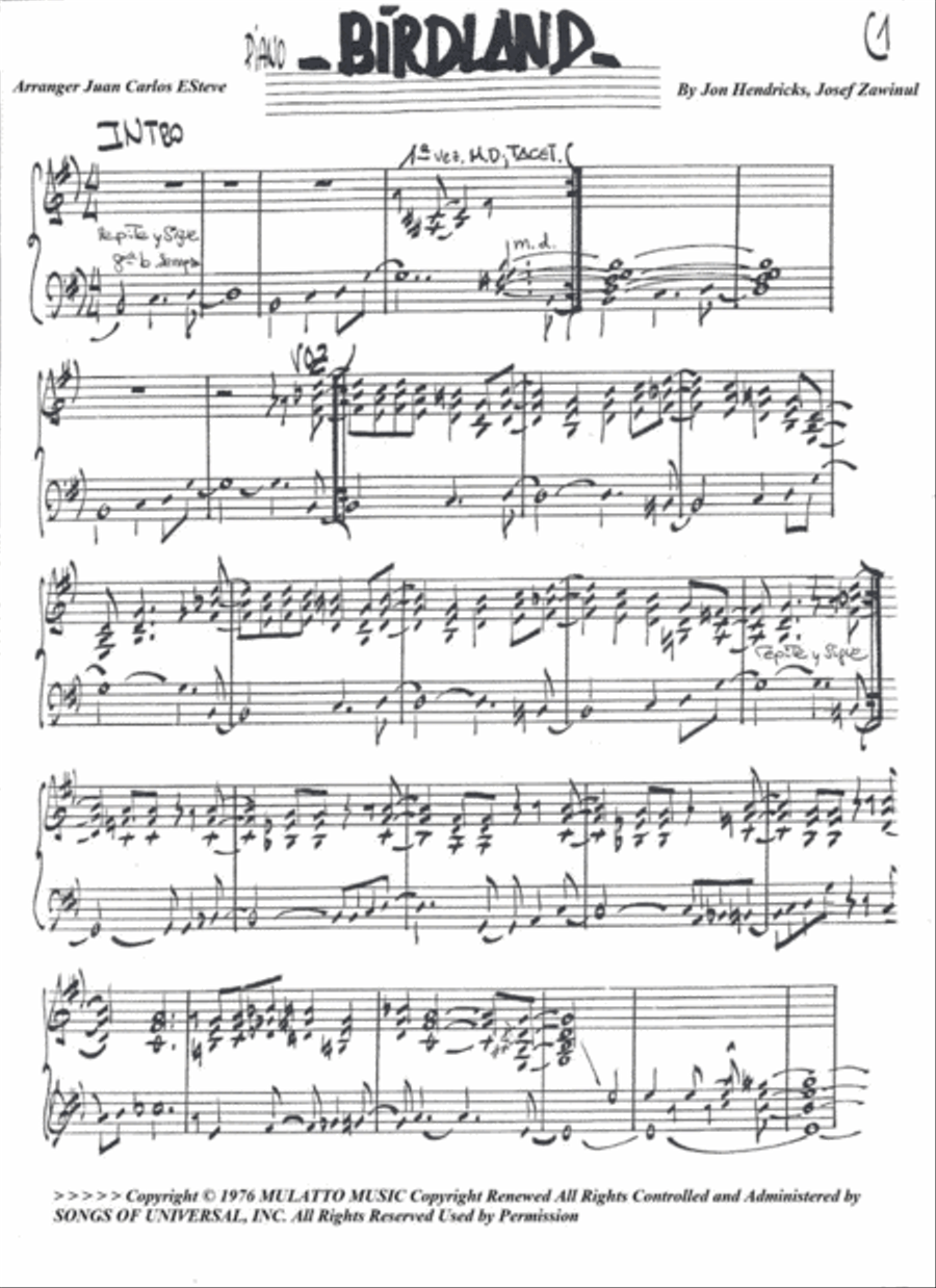 Birdland Birdland Piano Solo scores gallery preview page 2
