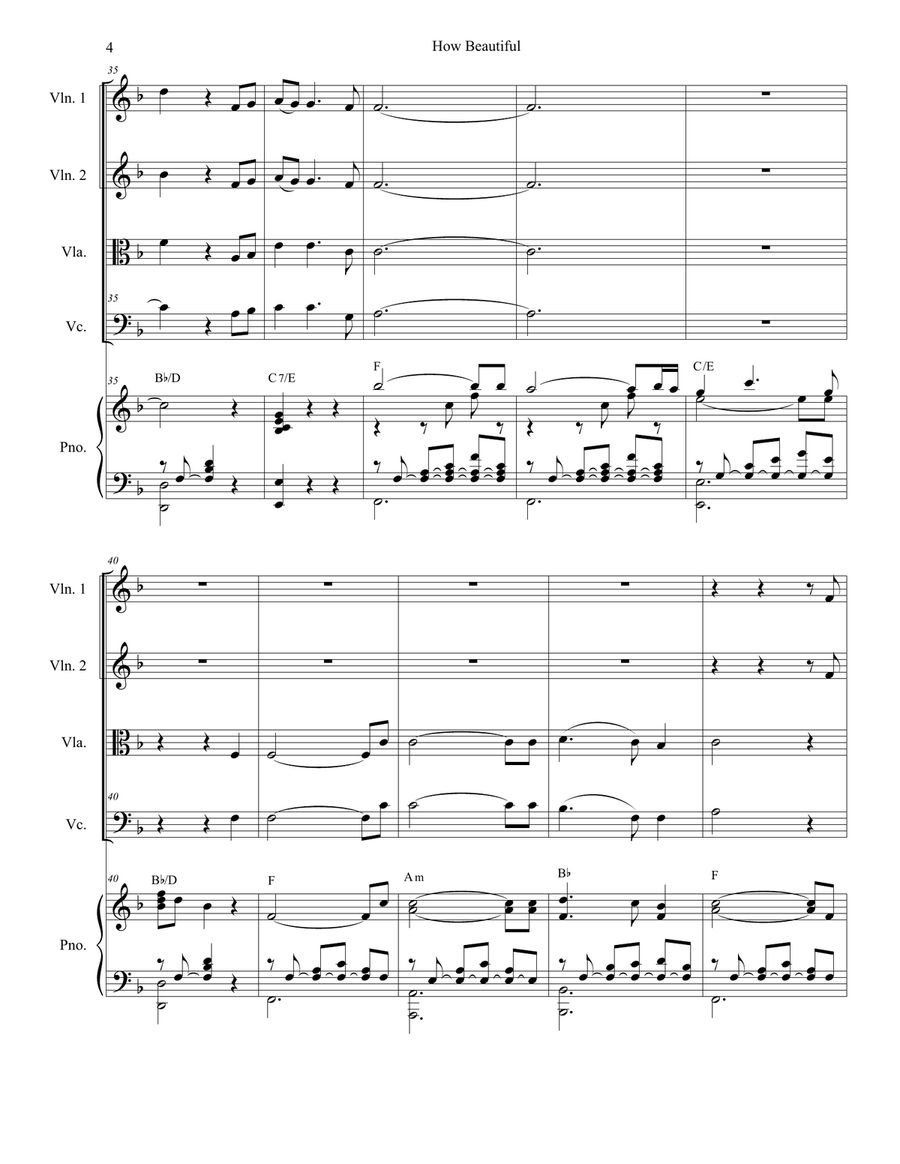 How Beautiful How Beautiful String Quartet scores gallery preview page 4