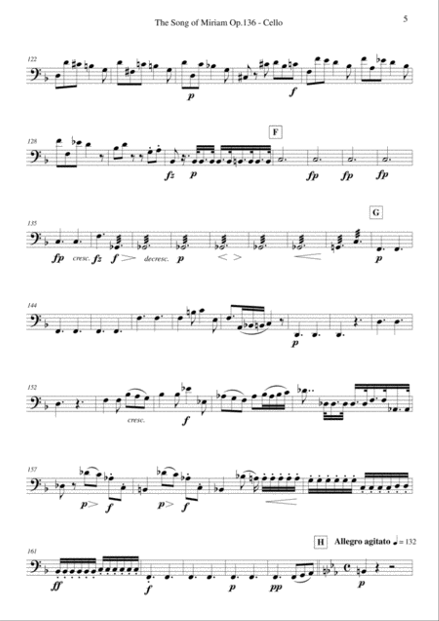 Schubert - The Song of Miriam Op.136 - Cello 4-Part scores gallery preview page 4
