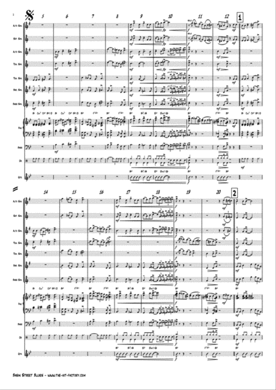 Basin Street Blues Saxophone Quintet scores gallery preview page 2