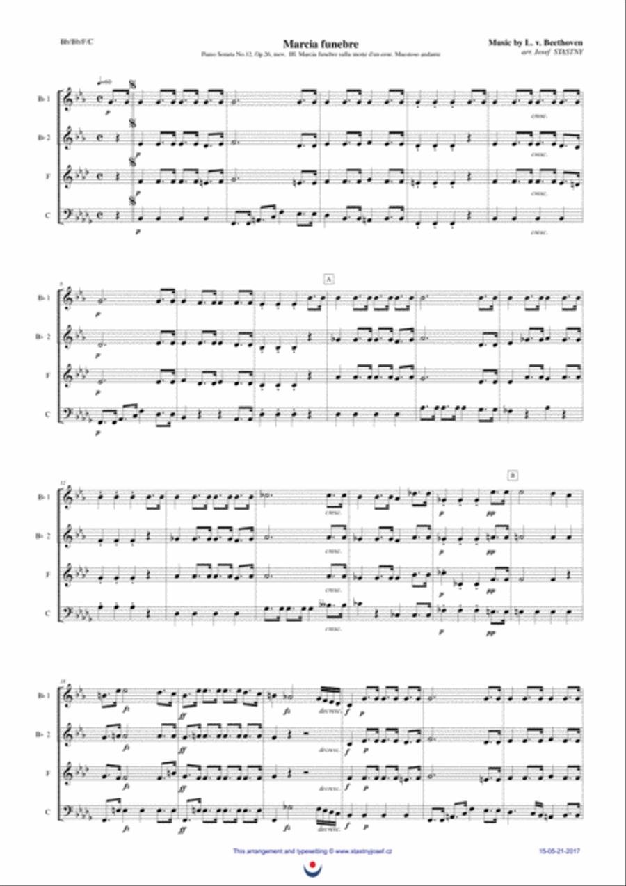 Funeral March (Beethoven) Brass Ensemble scores gallery preview page 1