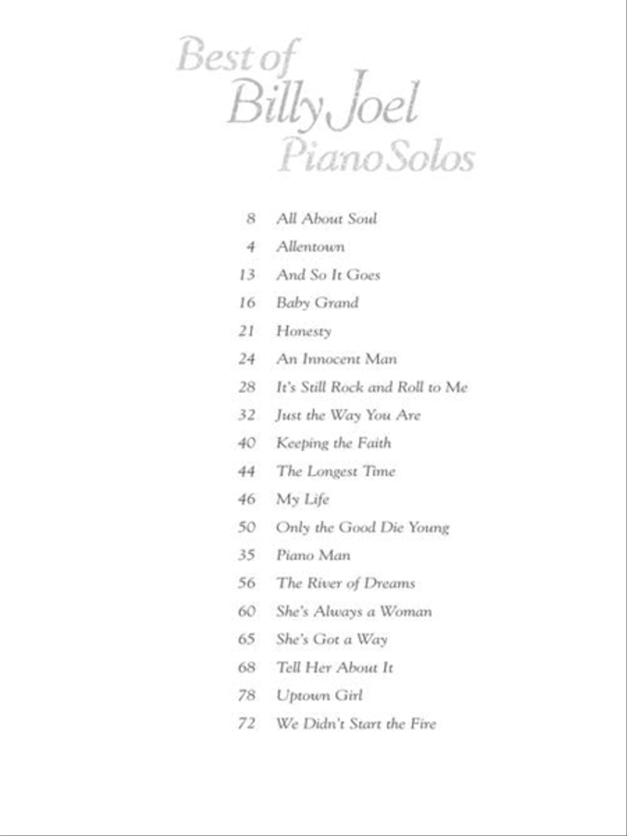 Best of Billy Joel Piano Solos