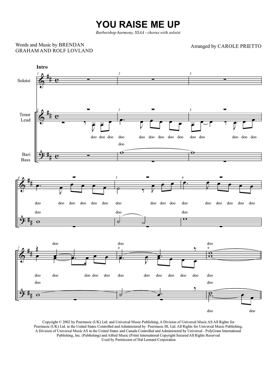 You Raise Me Up SSAA scores gallery preview page 1