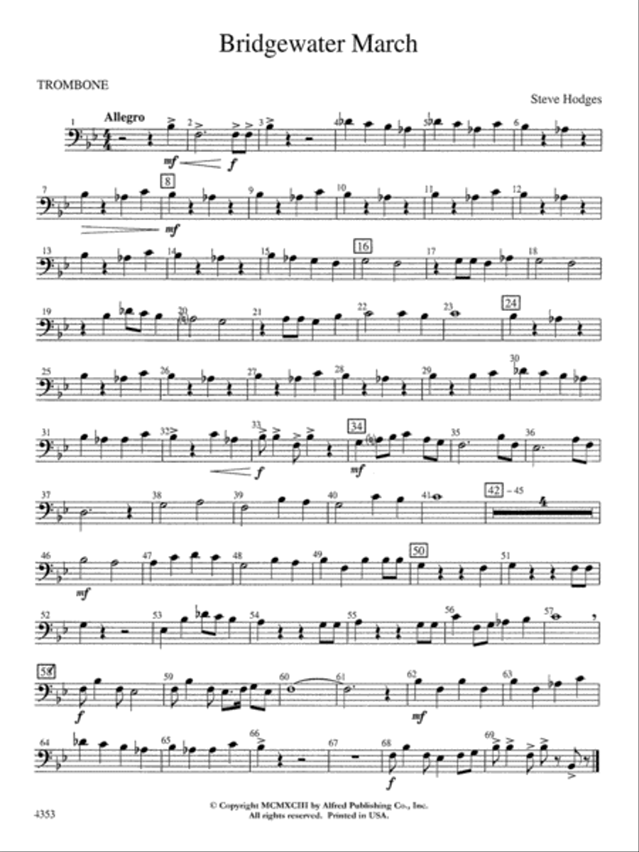 Bridgewater March: 1st Trombone Concert Band scores gallery preview page 1