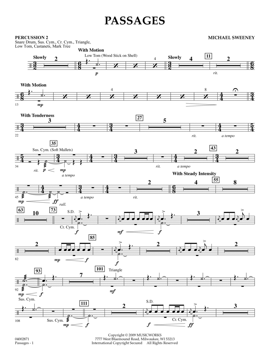 Passages - Percussion 2 Concert Band scores gallery preview page 1