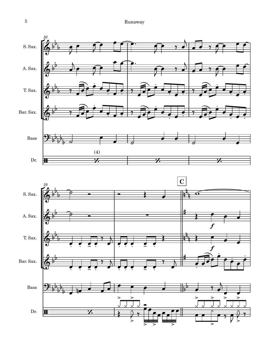 Runaway Saxophone Quartet scores gallery preview page 5