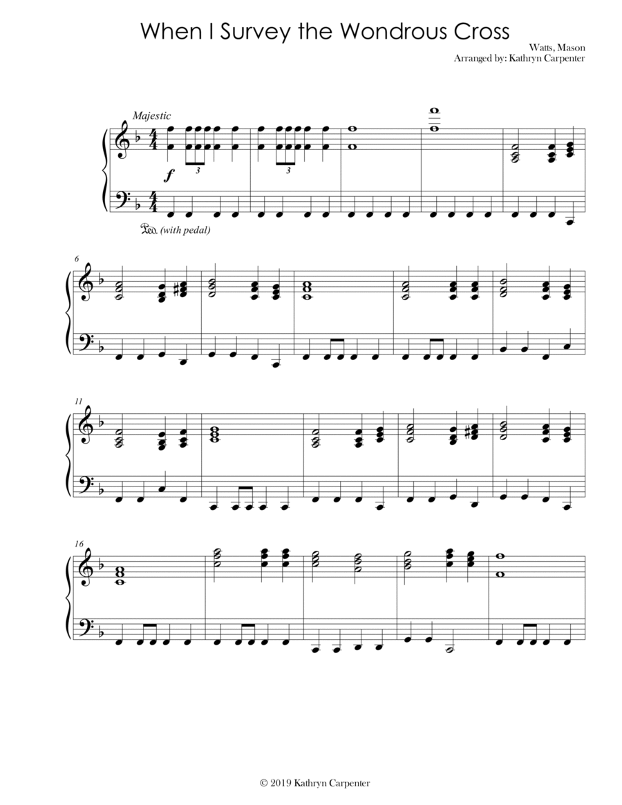 When I Survey the Wondrous Cross (Piano, Level 4) Piano Solo scores gallery preview page 1