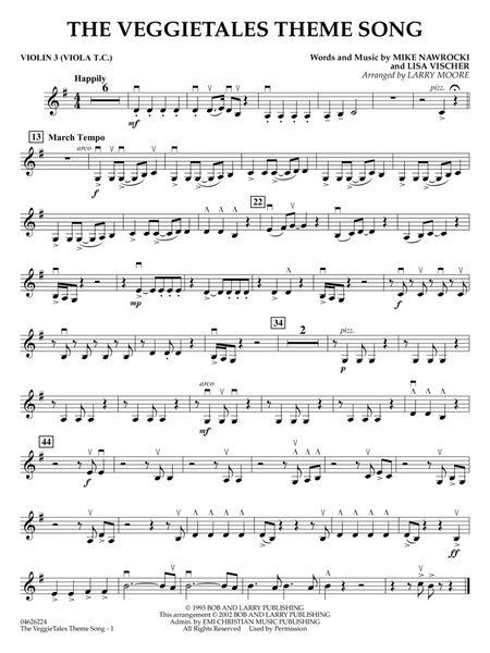 The VeggieTales Theme Song (arr. Larry Moore) - Violin 3 (Viola Treble Clef)