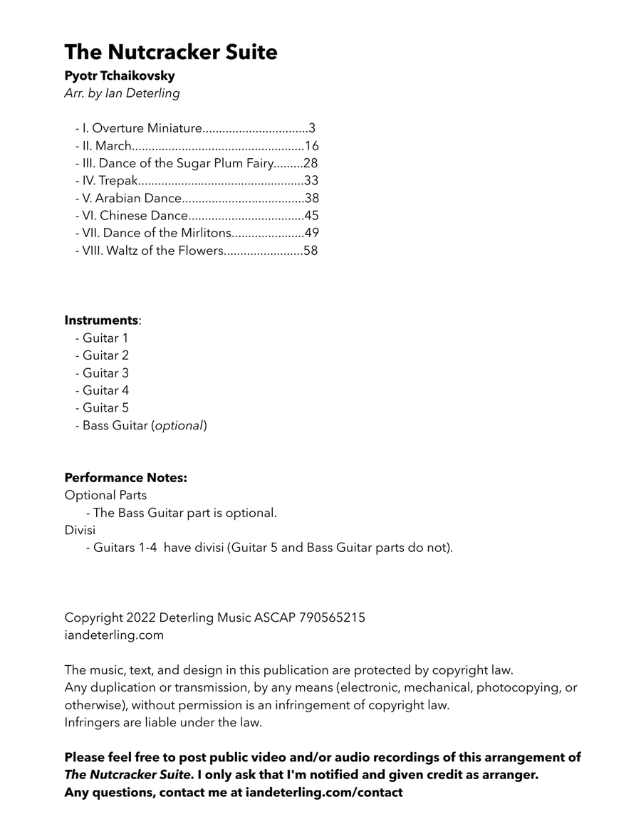 The Nutcracker Suite Guitar Ensemble scores gallery preview page 3