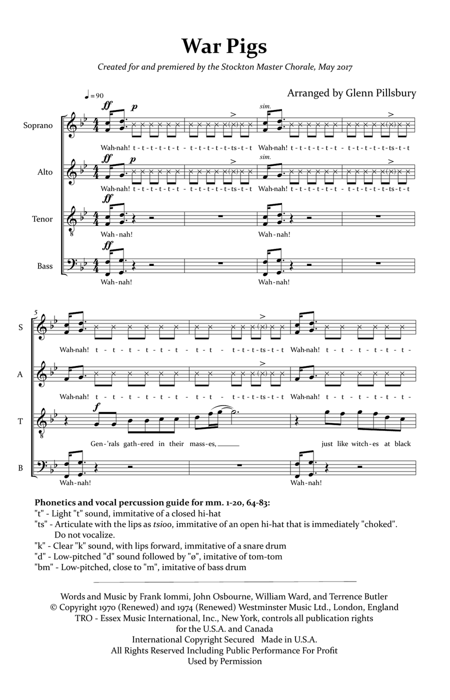 War Pigs (interpolating Luke's Wall) 4-Part scores gallery preview page 2