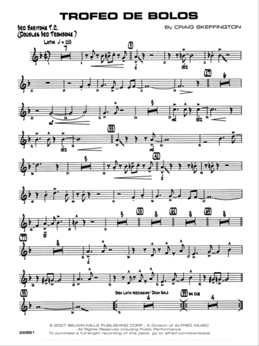 Trofeo de Bolos: 3rd Baritone T.C. Jazz Ensemble scores gallery preview page 1