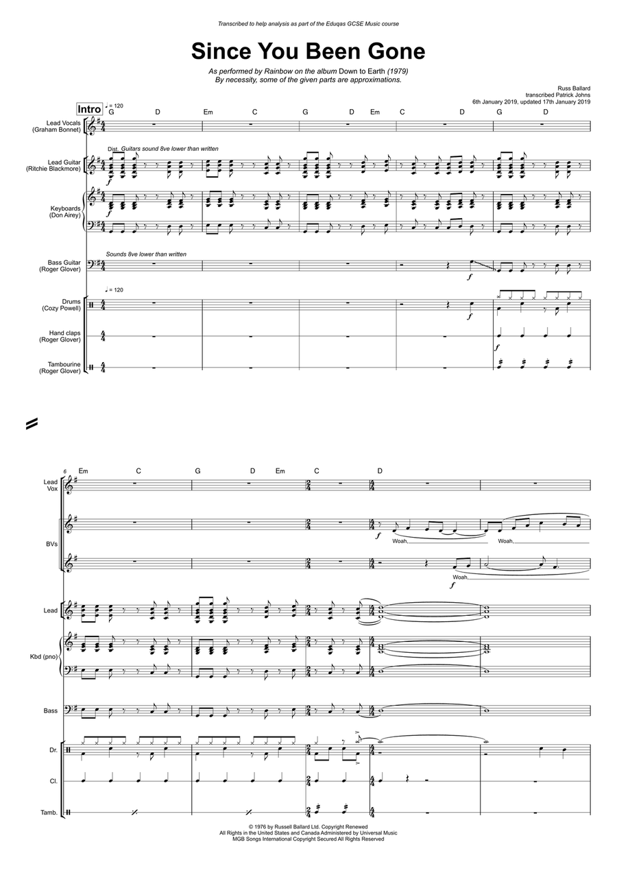 Since You've Been Gone Small Ensemble scores gallery preview page 1