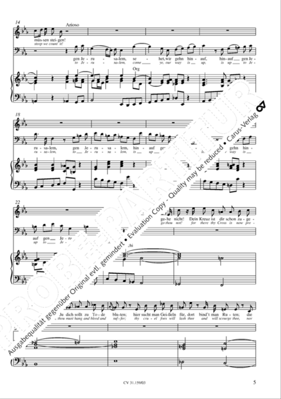 Come ye, our way is up to Jerusalem (Sehet, wir gehn hinauf gen Jerusalem) 4-Part scores gallery preview page 6