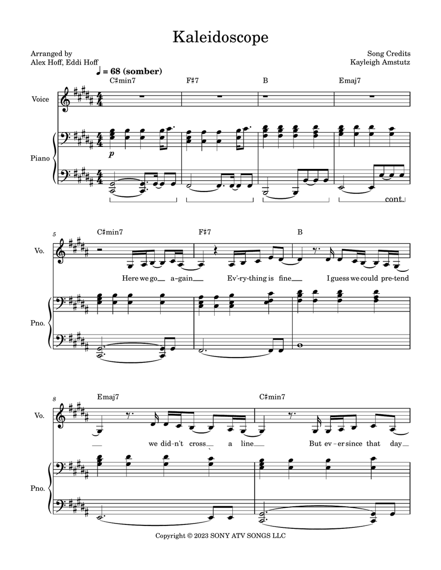 Kaleidoscope Kaleidoscope Piano, Vocal, Guitar scores gallery preview page 1