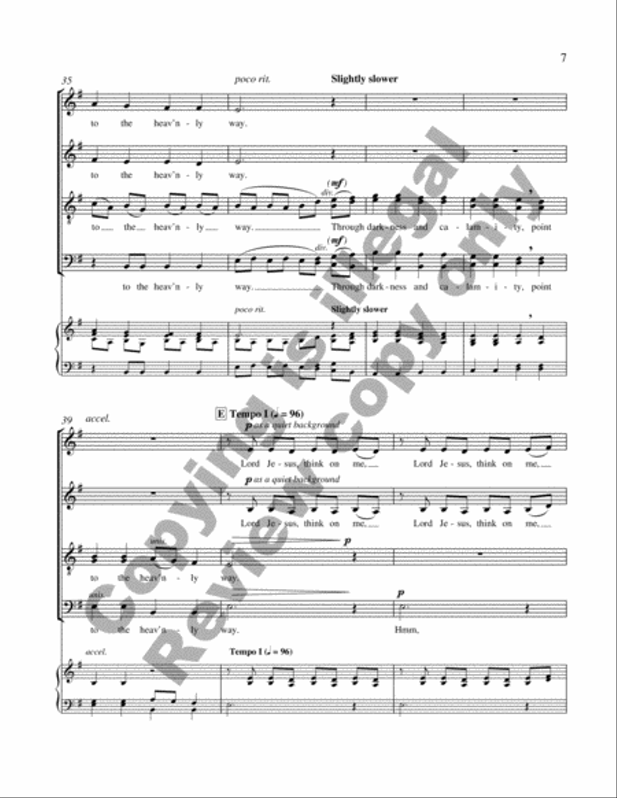 Eternal Brightness: 2. Lord Jesus, Think On Me 4-Part scores gallery preview page 7