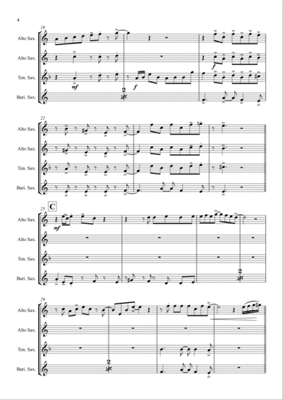 We Don't Talk About Bruno Saxophone Quartet scores gallery preview page 4